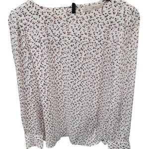 LOFT Women's Floral Print Long Sleeve Blouse Keyhole Back Button‎ Cuff Size M